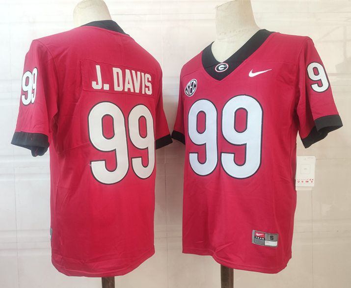 Men Georgia Bulldogs #99 J.Davis Red Nike 2025 NCAA Jersey